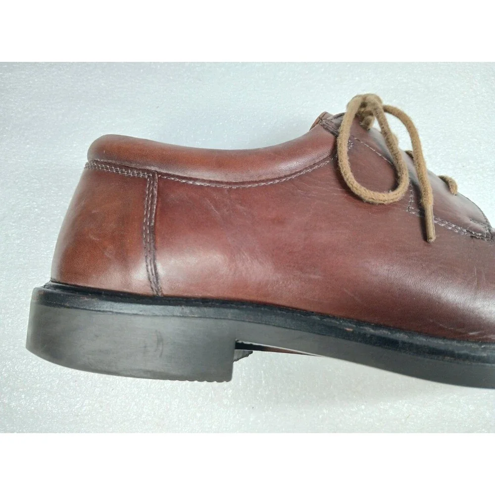 Johnston & Murphy Brown Leather Derby 9.5W Cognac Lace Up Dress Shoes